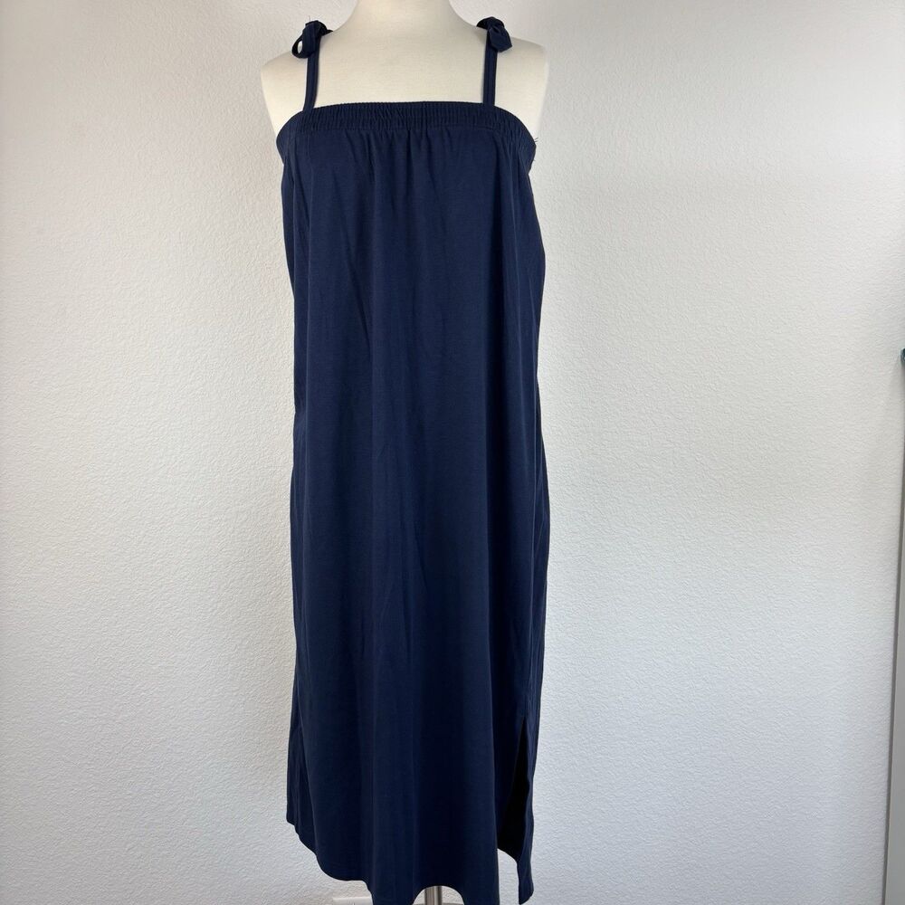 Weekenders Women’s Midi Dress M Blue Swim Cover Up Shoulder Tie USA Pool Elastic
